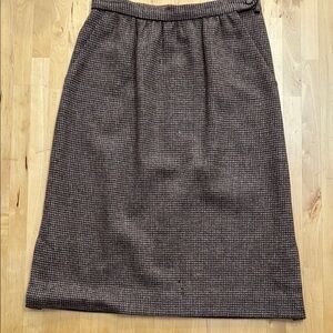 VINTAGE ILGWU JH COLLECTIBLES HOUNDSTOOTH PENCIL SKIRT WOMEN 10 BROWN LINED RARE